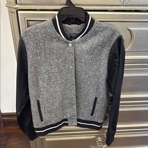 Abercrombie & Fitch Gray and Black Varsity Jacket